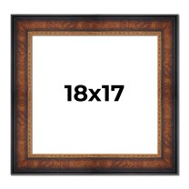 18x17 Frame Brown Walnut Gold Ornate Trim Solid Wood Plein Air Picture Frame | 3 Inch Moulding