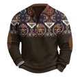 thumbnail image 2 of Men's Retro Casual Ethnic Print Zip Up Sweatshirt, Long Sleeve Fleece Jacket, Vintage Streetwear for Christmas, Fall Winter Season, Unique Style and Travel,Navy,L, 2 of 5