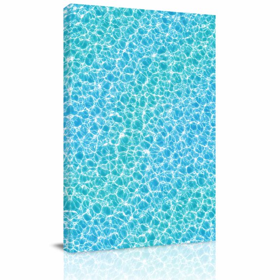 Canvas Wall Art, Blue Coastal Framed Canvas Prints for Bathroom Hallway, Nautical Ocean Waves Water Texture Small Gallery Wrapped Wall Decor for Home Office, Gifts, 8"x10" Ship Next Day