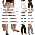 thumbnail image 5 of Breezora Women's Fashionable Casual Bucket Pants Cotton Linen Wide Leg Loose Fit Summer Breathable With Pockets, 5 of 6