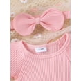 thumbnail image 5 of FEORJGP Toddler Baby Girl Daily Summer Outfits Newborn 3M 6M 9M 12M 18M Short Sleeve Jumpsuit Crew Neck Ribbed Romper Tulle Patchwork Dress with Headband 2Pcs Set Infant Casual Cute Princess Dress, 5 of 9
