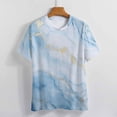 thumbnail image 3 of Marble Blue Greene Purple And Gold Stripes Women's T-Shirt Short Sleeve T Shirts Tops Tee Ladies Loose T, 3 of 6
