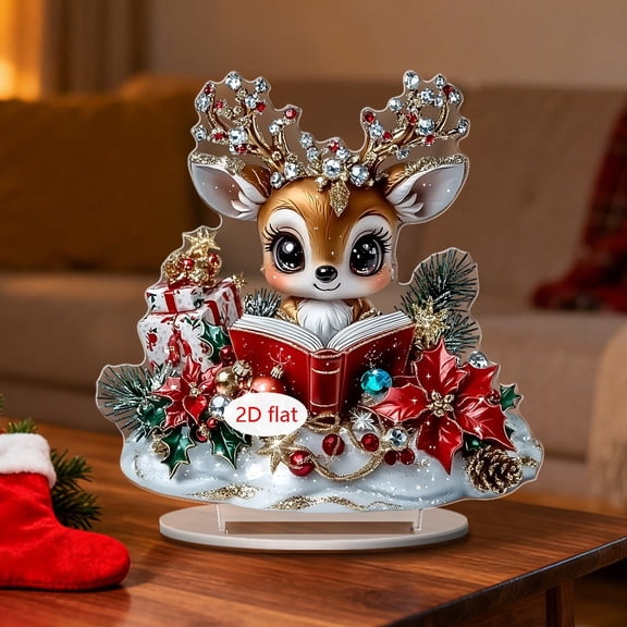 ToyKingdee Acrylic Decorative Sign Christmas 2D Flat Print Acrylic Decorative Desktop Decoration for Home Office Garden