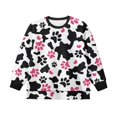 thumbnail image 4 of Xoenoiee Cow Paw Heart Print Girls Casual Pullover Top, Oversized Crewneck Sweatshirt with Side Slit, Long Sleeve Tunic Sweater Fall Outfits, Size 5-6 Years, 4 of 7