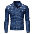 thumbnail image 2 of Chaqueta de manga larga de color sólido con botones casuales para hombres de moda Abrigo de blusa de mezclilla Pompotops oipoqjl13257, 2 of 4