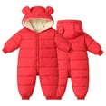 thumbnail image 4 of Esaierr Newborn Baby Jumpsuit Infant Boys Girls Snowsuit Fleece Lined Onesie Outfits Warm Hooded Romper for 3-24 Months, 4 of 9