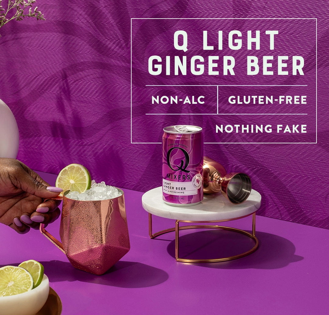 Q Mixers Light Ginger Beer, Premium Cocktail Mixer with Real Ingredients, 7.5 Fl oz (Pack of 24)