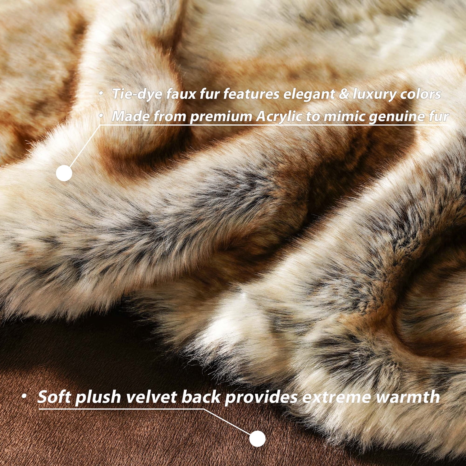 Battilo Brown Faux Fur Blanket ,Thick Cozy Bown Blanket , Fur Throw Blankets for Couch Bed,50"x60"