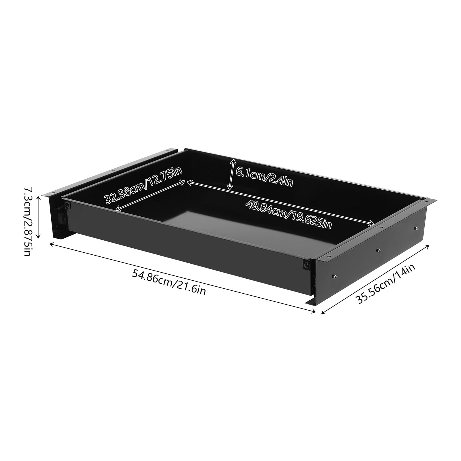21.6*14*2.875in Modern Black Under Desk Mounted Drawer Storage Organizer Sliding Pullout Drawer Standing Desk
