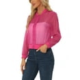 thumbnail image 4 of INSPIRE CHIC Blouson Bomber Léger Transparent à Fermeture Éclair à Manches Longues pour Femme Rose Vif TG, 4 of 5
