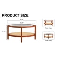 thumbnail image 6 of Kadyn Solid Wood Coffee Table, 2-Tier Tea Table with Solid Wood Frame and Pe Rattan, Round Glass Sofa Center Table for Living Room, Walnut, 6 of 13