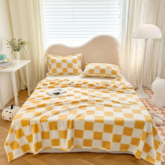 Dtchengua Luxuriously Soft Sherpa Fleece Blanket, Plush Throw for Sofa, Movie Nights, or Extra Bed Warmth, 47 by 79 Inches,Yellow