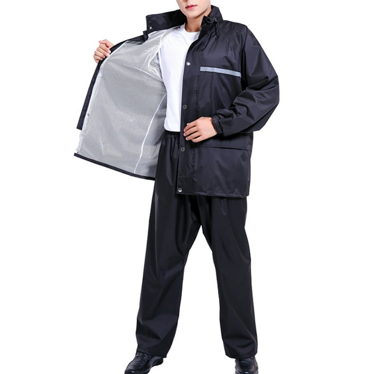 Rain Suits for Men Classic Rain Gear Waterproof Rain Coats Hooded Man's Rainwear Fishing Rain Jacket and Rain Pants, Size: 2XL, Beige