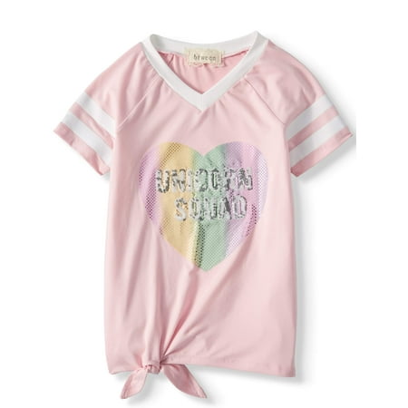 - Unicorn Squad Foil Tie-Front Varsity Tee (Big Girls)