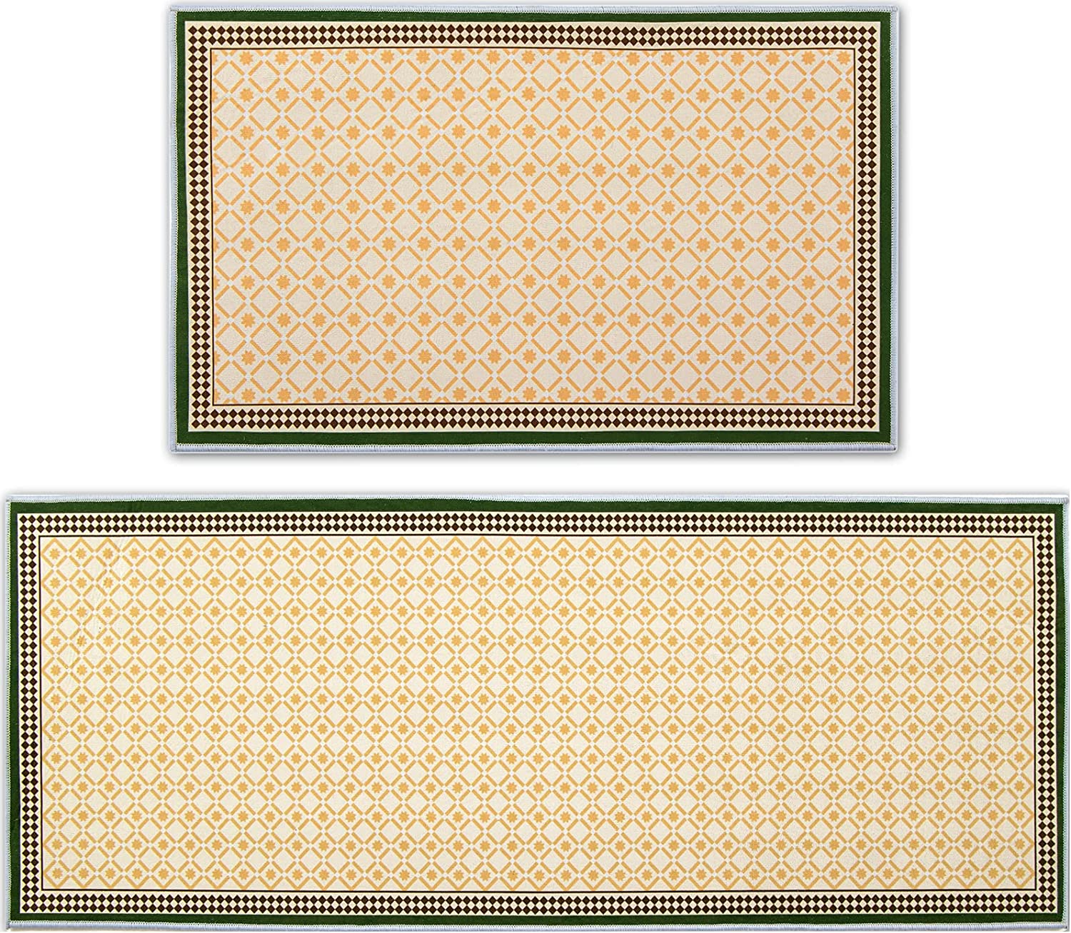 2 PCS Farmhouse Kitchen Mats and Rug Set Vintage Water Absorb