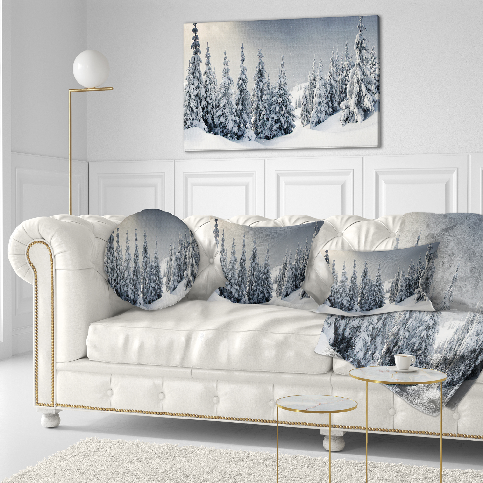 Designart Winter Landscape - Photography Throw Pillow - 12x20