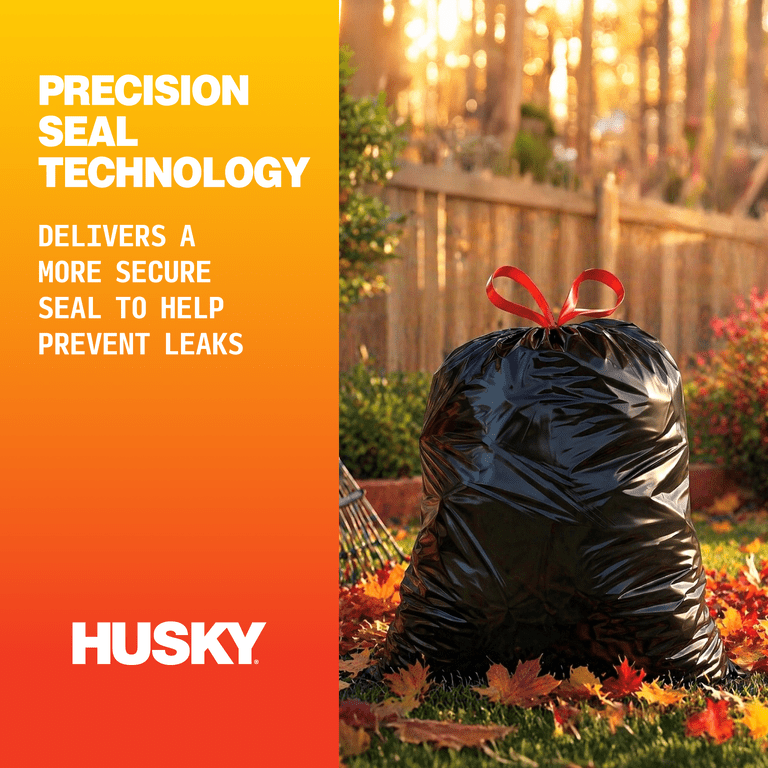 Husky 39 Gallon Drawstring Yard Bags, Black, 40 Bags - Walmart.com