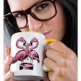 thumbnail image 2 of 3drose, Funny Cool Colorful Pink Flamingo Birds Drinking Martinis Abstract, 11oz Two-tone Yellow Mug, 2 of 6