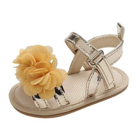 

LBECLEY Flossy Posse Girls Shoes Summer Girls First Toddler Shoes with Flower Shoes Walk Sandals for Summer Outdoor Girls Bowknot Girls Sandals Girls Slippers and Robe Yellow 12
