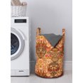thumbnail image 3 of African Laundry Bag, Motif with Pattern Design, Hamper Basket with Handles Drawstring Closure for Laundromats, 13" x 19", Sand Brown Orange, by Ambesonne, 3 of 4