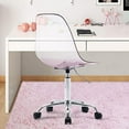 thumbnail image 6 of CHFBC Clear Rolling Chair  Armless Acrylic Desk Chair with Golden Feet Swivel Molded Plastic Shell Adjustable Home Office Chair with Wheels  Clear, 6 of 7