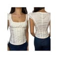 thumbnail image 4 of hirigin Women's Solid Color T-Shirts, Summer Short Sleeve Square Neck Ruched Bust Slim Fit Tops, 4 of 5