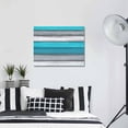 thumbnail image 3 of Blue Grey Stripes Canvas Print Wall Art Retro Coastal Style Wood Texture Pictures Painting Morden Artwork for Living Room Bedroom, Ready to Hang - 12"x16", 3 of 9