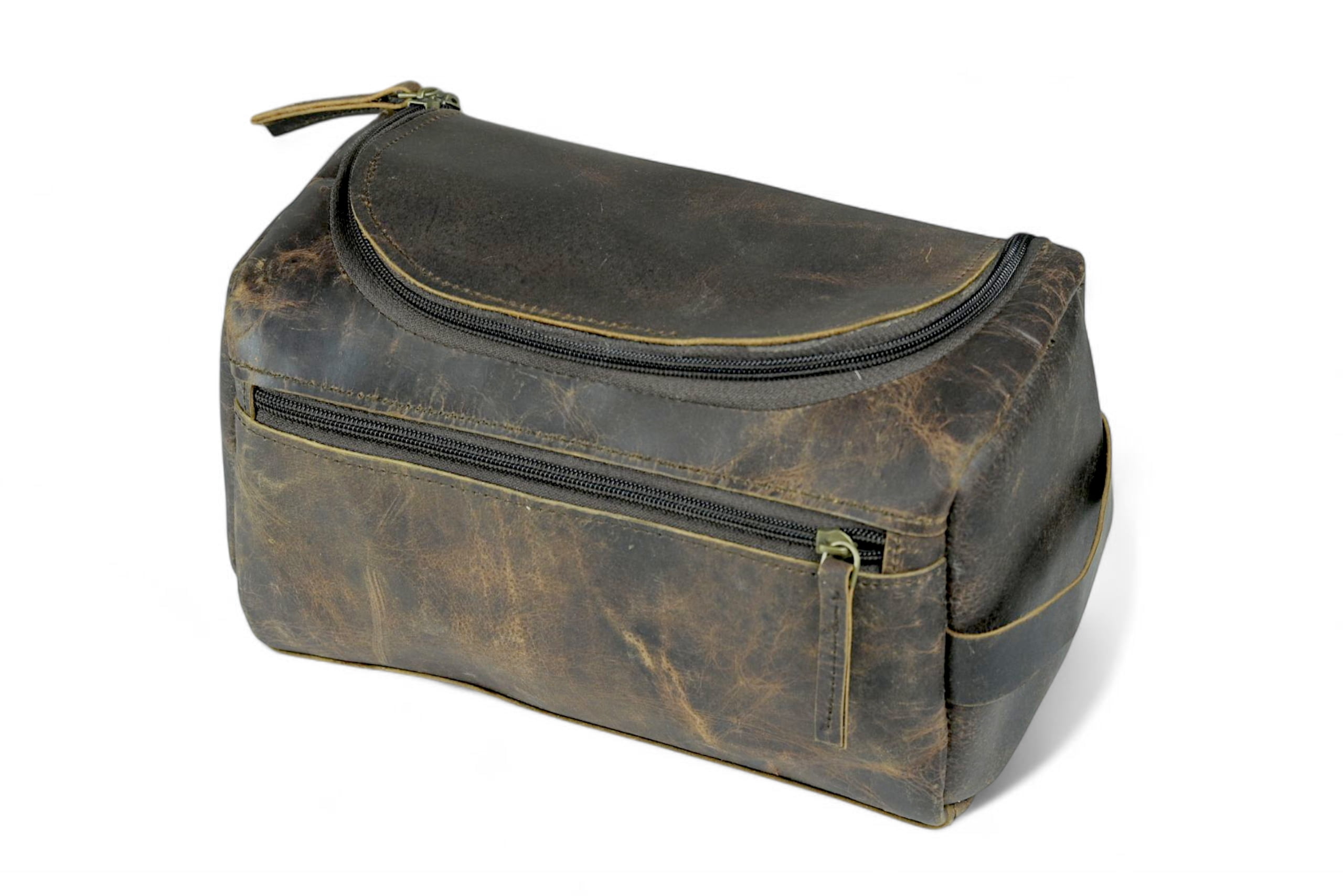 Personalized Hand Crafted Leather Toiletry Bag for Men, Shaving Bag, Travel Pouch, Engraved Monogrammed Leather Dopp Kit, Gift for Men,Boyfriend,Birthday, Travel Size Toiletries size (10" x 5" x 4.5"