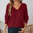 thumbnail image 2 of Arlun Sweater for Women V-Neck Knitted Pullover Sweater Long Sleeve Soft Cozy Tops for Everyday Wear Women's Solid Color Ribbing Loose Fit Basic Pullovers XL, 2 of 5