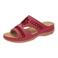 thumbnail image 6 of Dakaela Orthopedic Sandals Women Comfortable Dressy Summer Slip on Slides Arch Support Low Wedges Outdoor Beach Walking Shoes Wine Size 6.5, 6 of 8