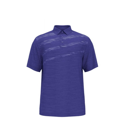 Pga Tour Big Boys Short Sleeve Asymmetric Space Dye Polo Shirt - Dazzling Blue