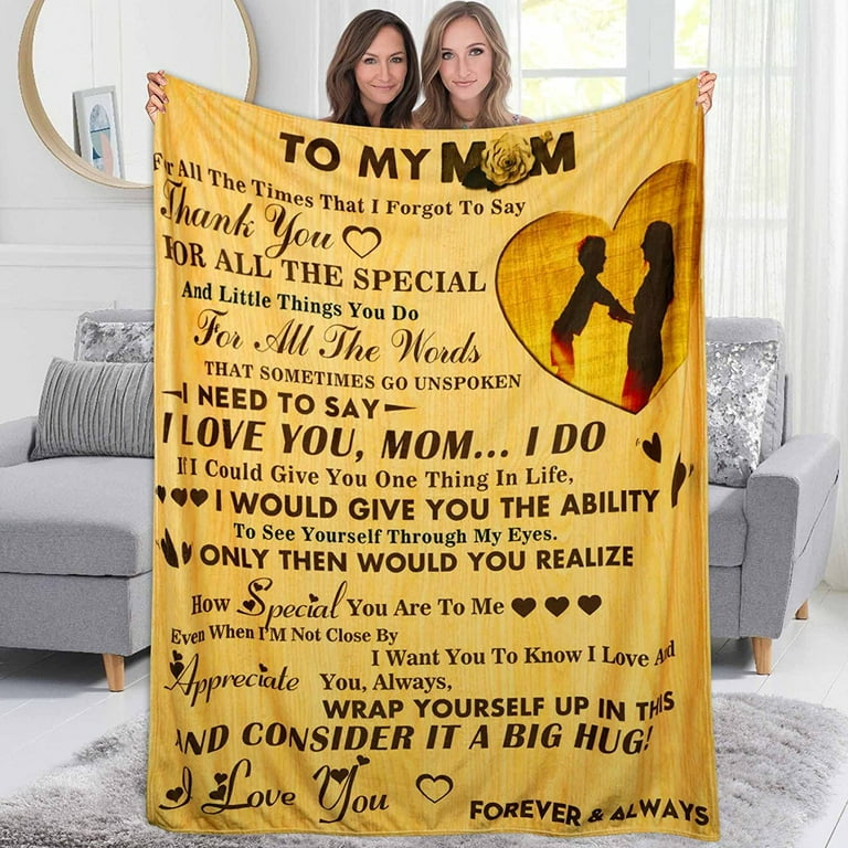 to My Mom Blanket, OUXIOAZ Gifts for Mom Birthday Gifts Mother Blankets  from Daughter Son Christmas Soft Fleece Blanket I Love You Mom Blanket for
