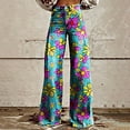thumbnail image 2 of yunLCZ Womens Dress Pants 2025 New Summer Flower Wide Leg Pants Lightweight And Loose Casual Colorful Pants Imitation Jeans Office Slacks, 2 of 4
