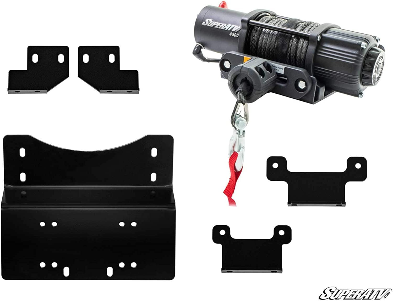 SuperATV Black Ops 4500 LB Winch with Winch Mounting Plate for 2014