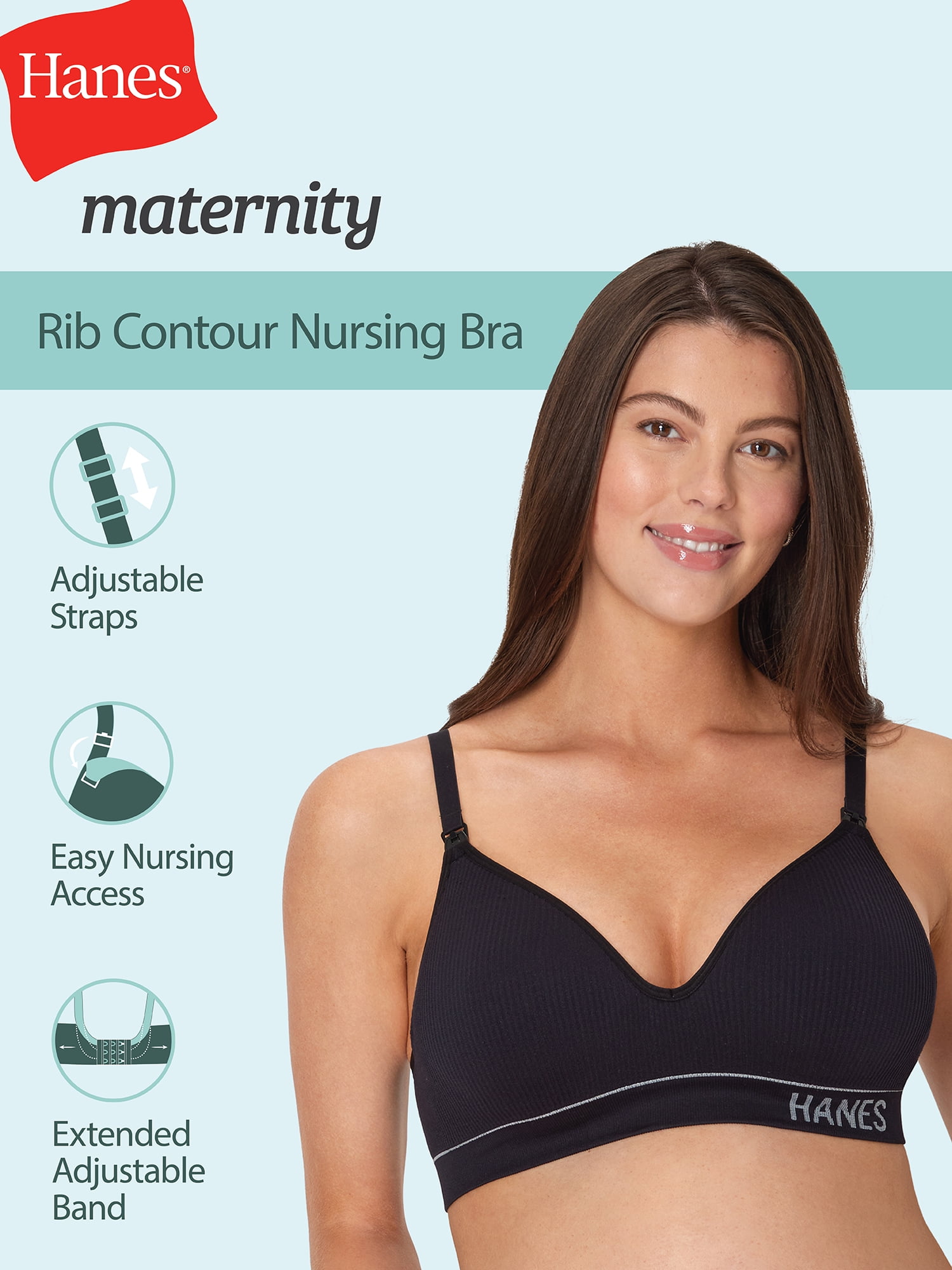 Hanes Women's Maternity Contour Nursing Bralette, Style MAT004, Sizes up to 2XL