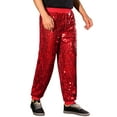 thumbnail image 4 of INSPIRE CHIC Sequin Pants for Men's Sparkly Disco Costume Elastic Waist Shiny Metallic Joggers 34 Red, 4 of 5