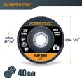 thumbnail image 3 of FABLE- Powertec 4-1/2" Zirconia Flap Discs For Angle Grinder 40 Grit, 10 Pack (11101), 3 of 5