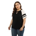 thumbnail image 4 of EFINNY Women's Plus Size Short Sleeved T-Shirt Top V-Neck Raglan Sleeve Strap Splicing Casual Blouse, 4 of 7