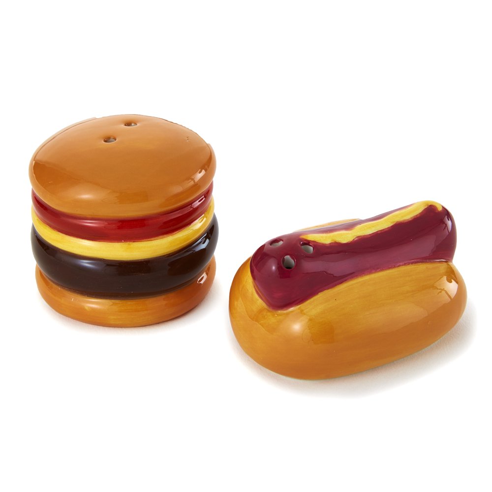 Hot Dog and Hamburger Novelty Salt & Pepper Shakers Set of 2