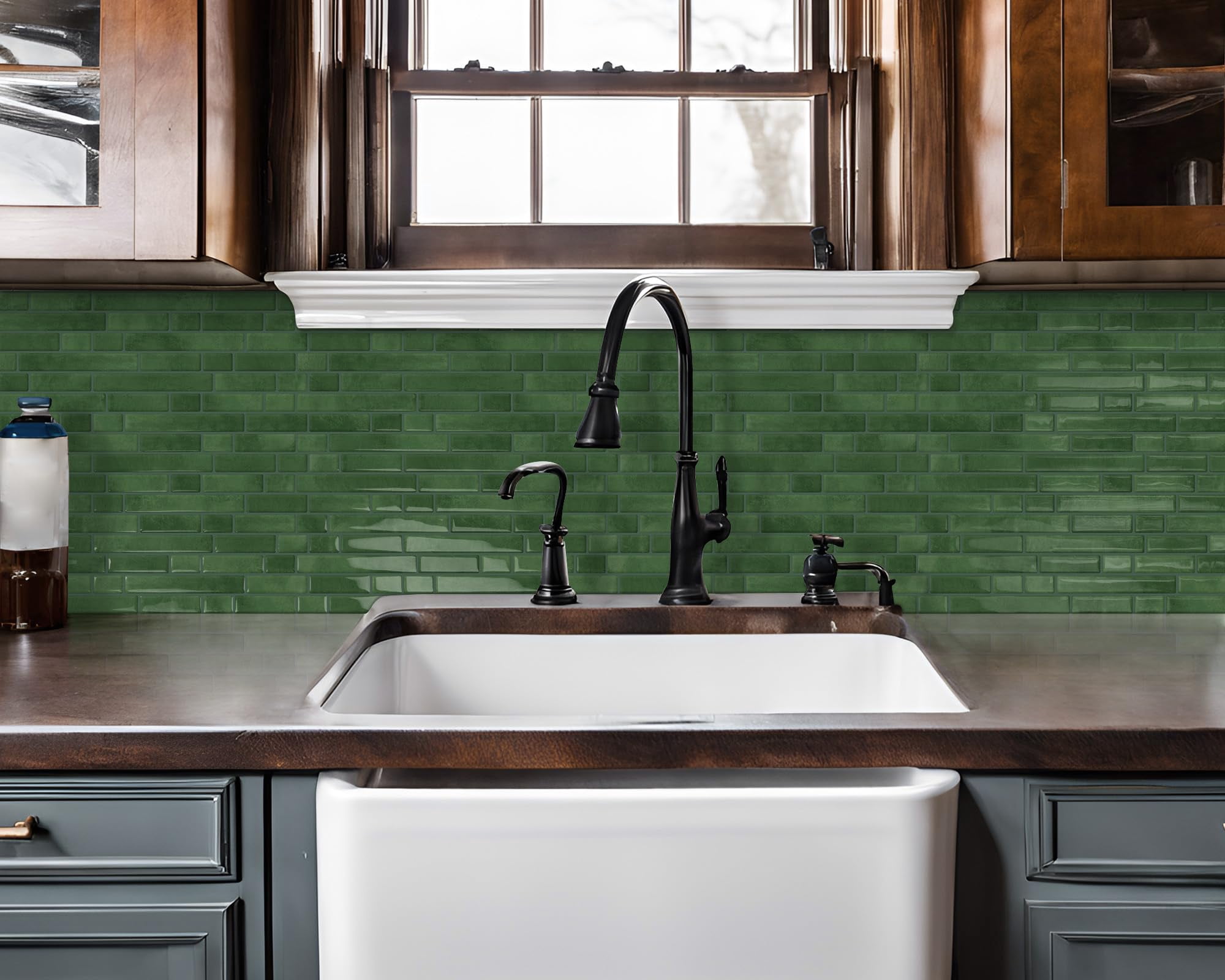 Green Peel And Stick Tile Backsplash 12"x12" Self Adhesive Wall Tiles 3d Marble For Kitchen  (10-sheet)