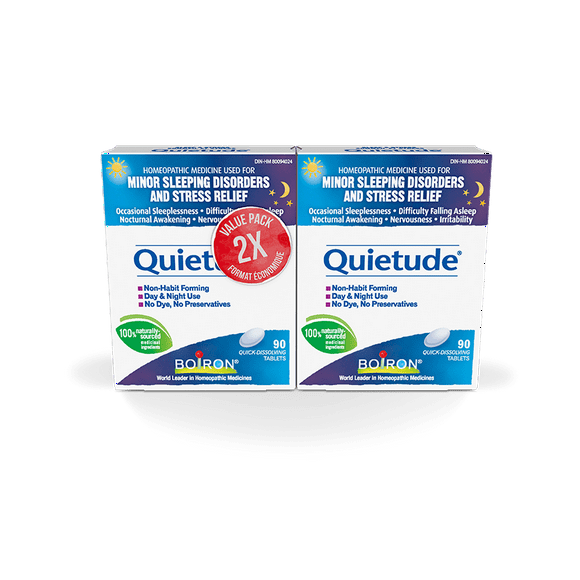 Boiron Quietude – 2 Boxes (90 Tablets Each) – Homeopathic Medicine for Mild Sleeping Disorders and Nervousness Related to Stress