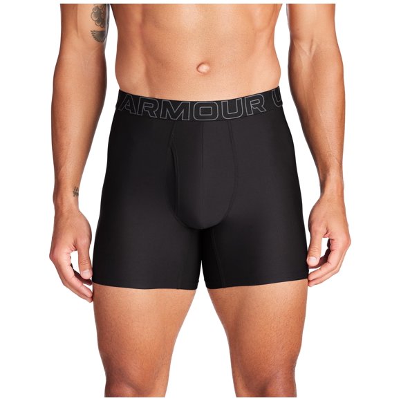 Under Armour Performance Tech Mesh Boxerjock 6in 3 Pack, Black Solid - Core 3 Pack, MD