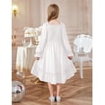 thumbnail image 3 of Arshiner Girls Dresses Puff Long Sleeve Fall Winter Smocked High Low Swing Midi Dress with Pockets, 3 of 6