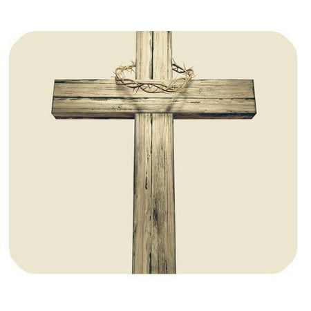 Wooden Moose MKHERT Wooden Cross Holy Cross Rectangle Mousepad Mat For Mouse Mice Size 9.84x7.87 inches ()