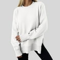 thumbnail image 4 of idosla Women Oversized Sweatshirts Thumbhole Long Sleeve Hoodies Shirts 2025 Fall Side Slit Pullover Top Teen Y2k Outfits (White, L), 4 of 7
