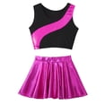 thumbnail image 4 of iiniim Girl's Sleeveless Ballet Dance Crop Top with Glossy Metallic Ruffle A-Line Skirt Hip Hop Jazz Latin Dancewear Hot Pink 12, 4 of 7