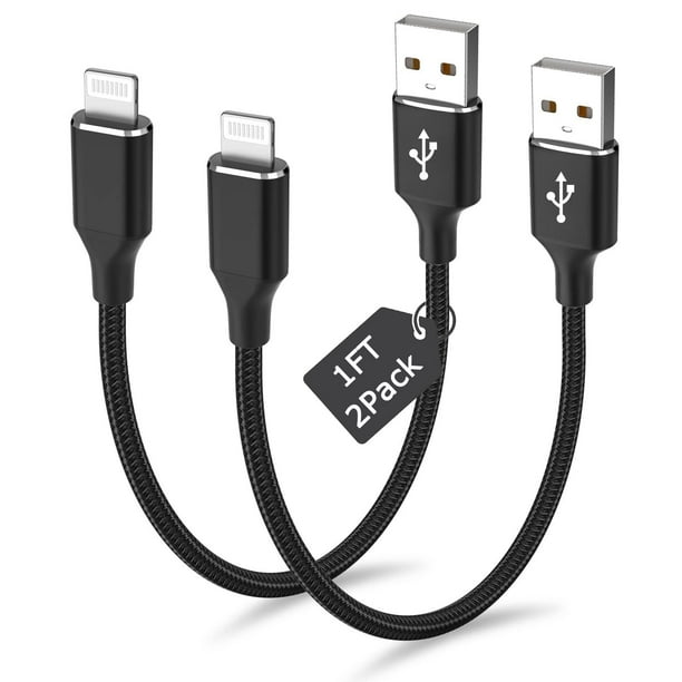 1ft iPhone Charger Cord XUDUO 2Pack Nylon Braided Short Lightning Cable