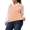 thumbnail image 4 of Agnes Orinda Women's Plus Size Sweater Vest Cable Knit Sweater Sleeveless Pullover Vests 3X Champagne, 4 of 7
