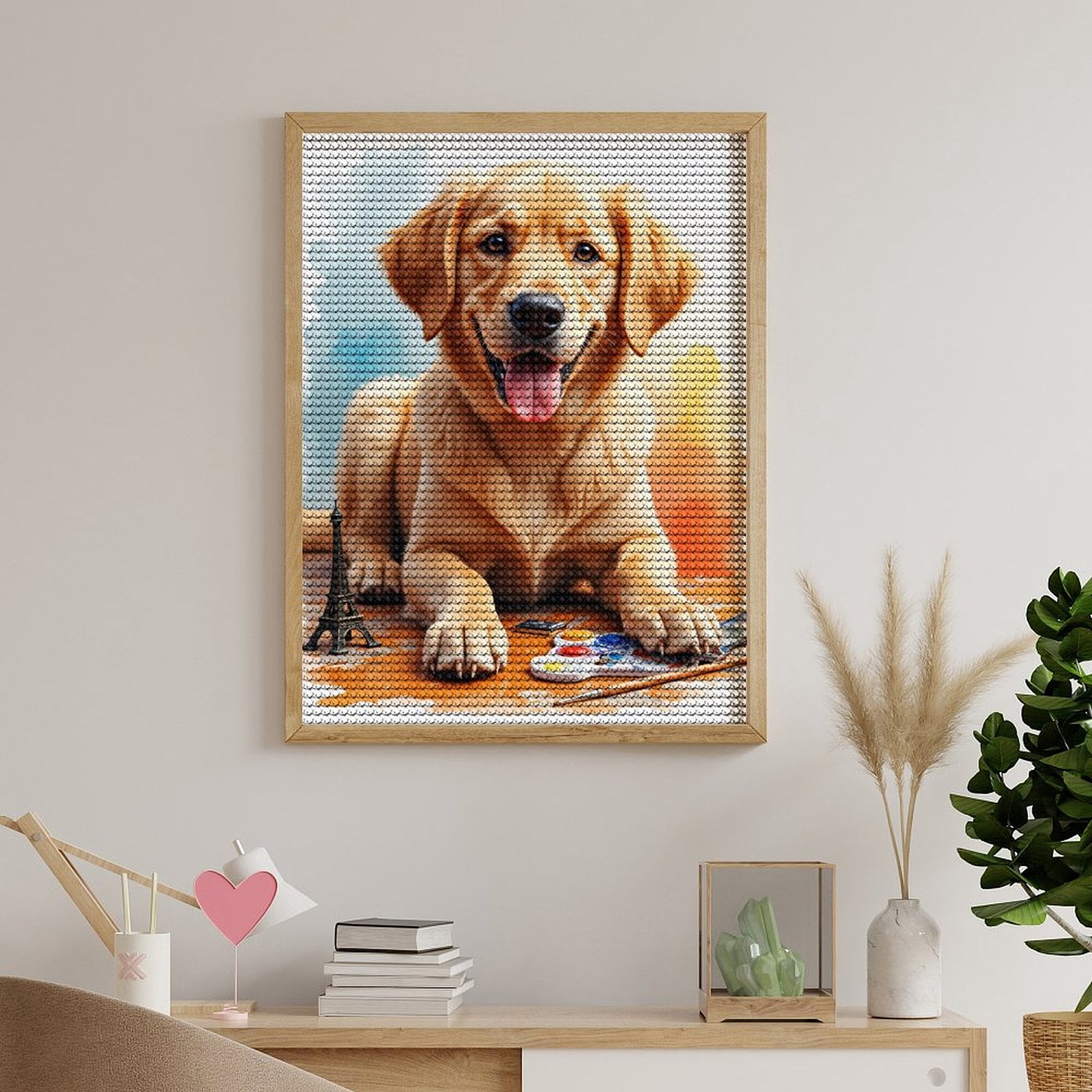 Diamond Art Kits for Adults, Golden Retriever Art Palette Tower 5D Diamond Painting Kits for Adults Beginners, DIY Full Drill Diamond Painting, Gem Art and Crafts 12x16