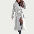 thumbnail image 5 of UPPADA Women's Wool Blend Trench Winter Jackets Mid Long Warm Pea Coats Dressy Casual Double Breasted Overcoat Ladies Trench Coats White,XXL, 5 of 8